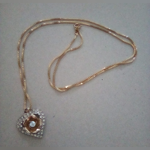 Custom Designed Creations Floral Heart Gemstone Necklace - Picture 3 of 4